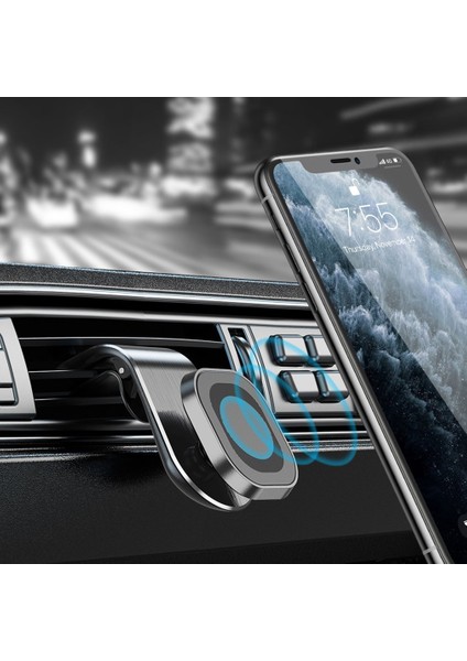 Havalandırma Deliği Manyetik 360 Derece Dönen Metal Manyetik Araç Telefonu Tutucu (Yurt Dışından)