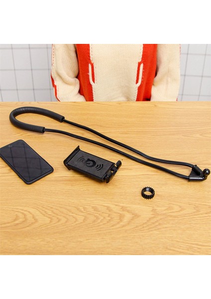 70 cm Esnek Cep Telefonu Tutucu Asılı Boyun Tembel Kolye Tablet Tutucu Siyah 70 cm (Yurt Dışından)