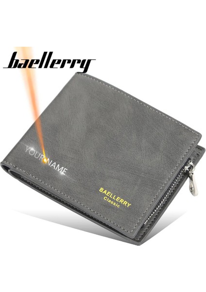 Baellerry Erkek Cüzdan Adı Kazıma Para Cebi Kısa Tasarım Erkek Çanta Katı Kart Tutucu Yüksek Kaliteli Erkek Çanta (Yurt Dışından)