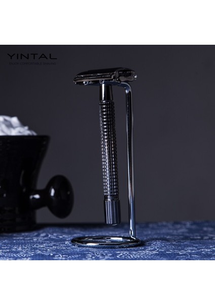 Erkekler Metal Tıraş Makinesi Standı Jilet Tabanı Krom Gümüş Tıraş Bıçağı Sakal Temiz Tıraş Makinesi Seti Kartuşu Kolay Taşıma Büyük Boy (Yurt Dışından) modelleri