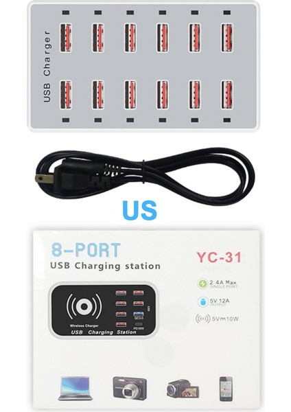 USB Şarj Aleti 12 Port Hub Evrensel Duvar Masaüstü Cep Telefonu Adaptörü Için Hızlı Şarj Istasyonu Dock (Yurt Dışından) modelleri