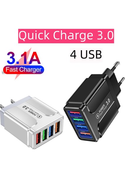 3.1A 4 USB Hızlı Şarj Cihazı Cep Telefonu Seyahat Şarj Kafası Cep Telefonu Şarj Cihazı Çok Fonksiyonlu Cep Telefonuşarj Şarj Cihazı (Yurt Dışından)