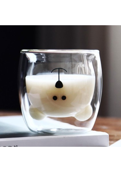 250 ml Yaratıcı Ayı Çift Katmanlı Kahve Kupa Çift Cam Bardak Karton Süt Cam Karşılaşma (Yurt Dışından)
