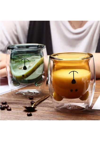 250 ml Yaratıcı Ayı Çift Katmanlı Kahve Kupa Çift Cam Bardak Karton Süt Cam Karşılaşma (Yurt Dışından) fırsatları