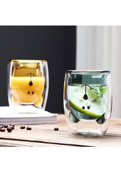 250 ml Yaratıcı Ayı Çift Katmanlı Kahve Kupa Çift Cam Bardak Karton Süt Cam Karşılaşma (Yurt Dışından) indirimleri