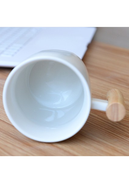 Japonya Tarzı Kısa Seyahat Kahve Kupa Seramik Porselen Süt Kupa Kahve Fincanı Ahşap Saplı Kapaklı Çömlekçilik Su Çay Fincanları Hediye-Siyah (Yurt Dışından) fırsatları