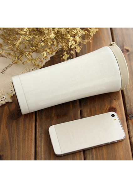500 ml Araba Kahve Kupa Çift Duvar Paslanmaz Çelik Yalıtımlı Vakum Bardak Seyahat Çay Su Şişesi Tumbler Thermocup Beyaz (Yurt Dışından) fırsatları