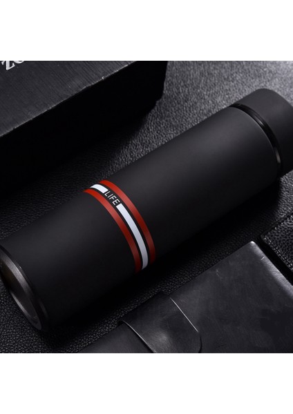 500ML Yalıtım Çay Kahve Kupa Şişe Paslanmaz Çelik Yalıtımlı Içme Termos Termoscup Filtre ile Termal Kupa Siyah (Yurt Dışından)