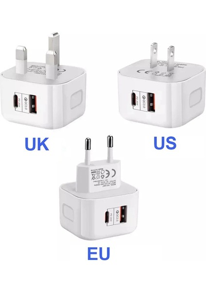 Suntaiho 2 Port Qc 3.0 Pd 20W Type C 5V 3A Akıllı Telefonlar Seyahat Duvarı Hızlı Şarj Cihazı Güç Adaptörü iPhone 12 11 Pro Max Samsung Galaxy (Yurt Dışından) fırsatları