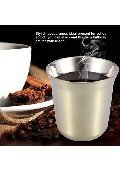 85 ml Yeniden Kullanılabilir Paslanmaz Çelik Çift Duvar Kahve Fincanı Kupa Ea Bardak Ev Mutfak Drinkware (Yurt Dışından) fırsatları