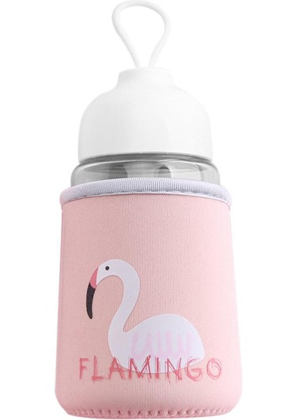Moda 320 ml Flamingo Cam Su Şişesi Sevimli Bez Kapak Içme Bardağı Çevre Dostu Mektup Şişe Öğrencileri Su Şişesi (Yurt Dışından)