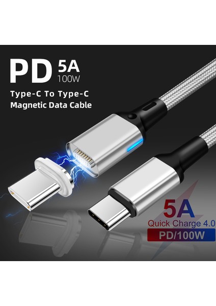 100W Pd 4.0 Hızlı Şarj Cihazı Usb-C Kablosu Hızlı Mıknatıslı Şarj Kabloları, Manyetik Veri Kablosu, Macbook Pro Huawei Matebook Için Uyumlu (Yurt Dışından) modelleri
