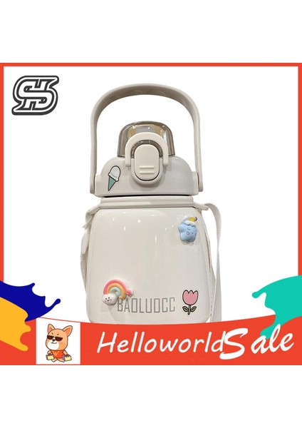 Helloworld Termos Büyük Kapasiteli Içme Suyu Vakum Şişesi Saman Saplı (Yurt Dışından)