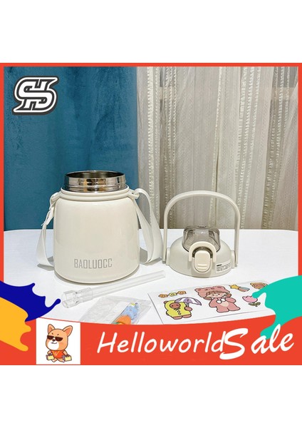 Helloworld Termos Büyük Kapasiteli Içme Suyu Vakum Şişesi Saman Saplı (Yurt Dışından) modelleri