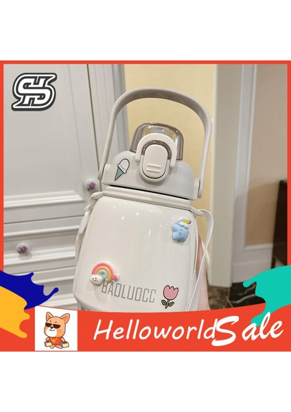 Helloworld Termos Büyük Kapasiteli Içme Suyu Vakum Şişesi Saman Saplı (Yurt Dışından) fırsatları