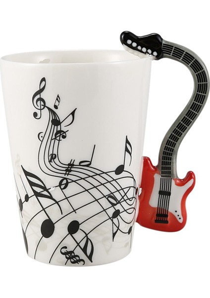 Yaratıcı Müzik Tarzı Gitar Seramik Kupa Kahve Çay Süt Çıta Bardak Saplı Kahve Kupa Yenilik Hediyeler Kırmızı Gitar Siyah Ücretsiz (Yurt Dışından)
