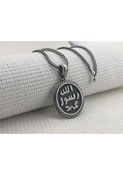 Allah Resulü Muhammed Yazılı 925 Ayar Gümüş Kolye