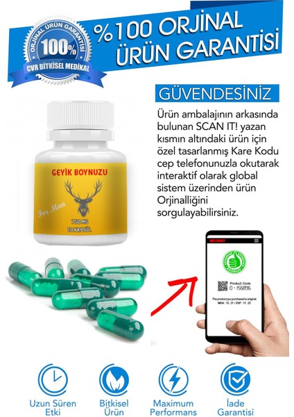 Geyik Boynuzlu Ginseng Karışımlı Bitkisel Cînsel Performâns 10 Kapsül