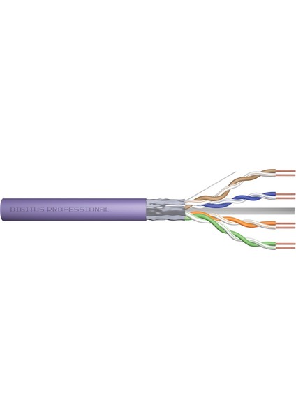 Digitus Category 6 (Cat. 6) F-UTP Data Kablosu AWG 23/1 LSZH (Low Smoke Zero Halogen) Mor renk 305 metrelik rulolarda