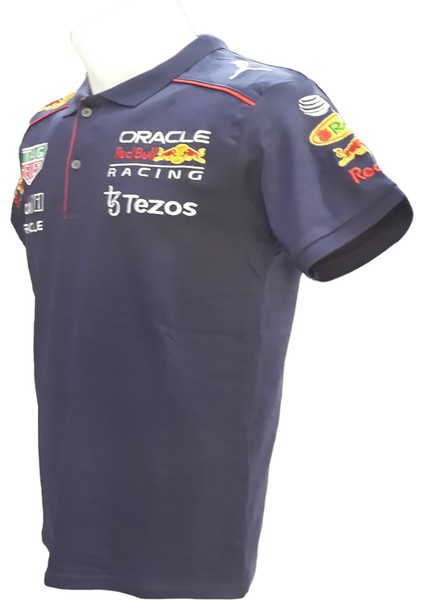 Erkek Polo Yakalı Redbull Baskılı Kısa Kollu Lacivert Tişört Etp-Hndr modelleri