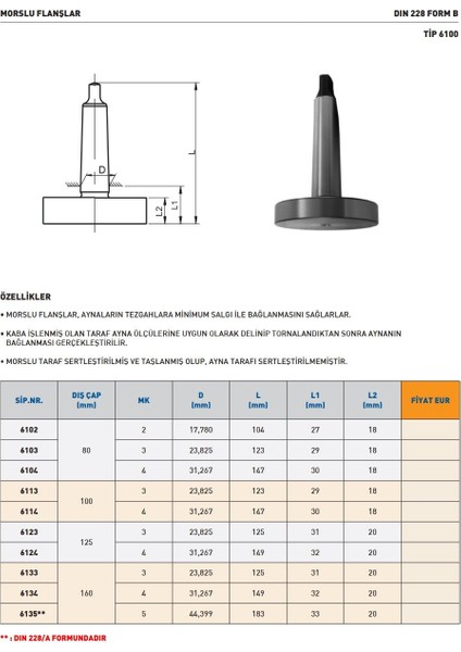160X4 Dın 228 Form B Morslu Flanş modelleri