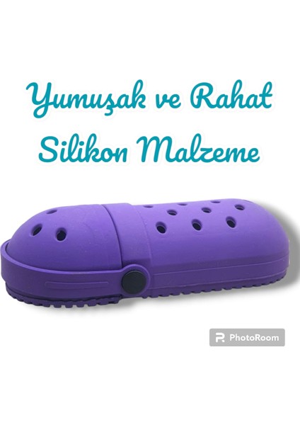 All Wear Silicon Crocs Süslü Kalem Kutusu Yeni Ürün mor