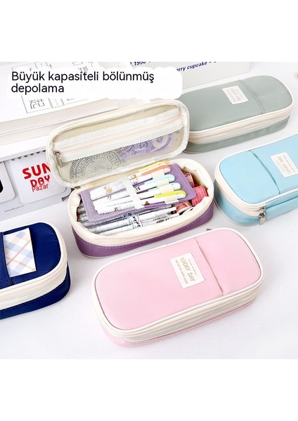 Kalem Çantası Büyük Kapasiteli Kalem Çantası Kırtasiye Kutusu Kalem Kutusu Basit Ins Tarzı (Yurt Dışından)