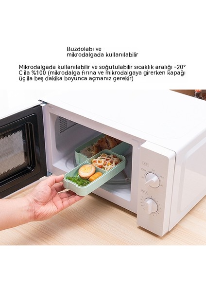 Mikrodalga Üç Katmanlı Öğle Yemeği Kutusu Buğday Samanı Çatal ve Kaşık Sofra Takımı ile Öğle Yemeği Kutusu (Yurt Dışından)