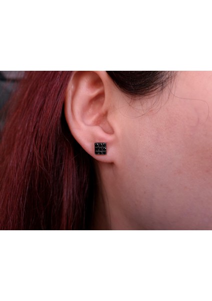 Siyah Pırlanta Taşlı Modern Kare Küpe 0415E0050 fiyatları