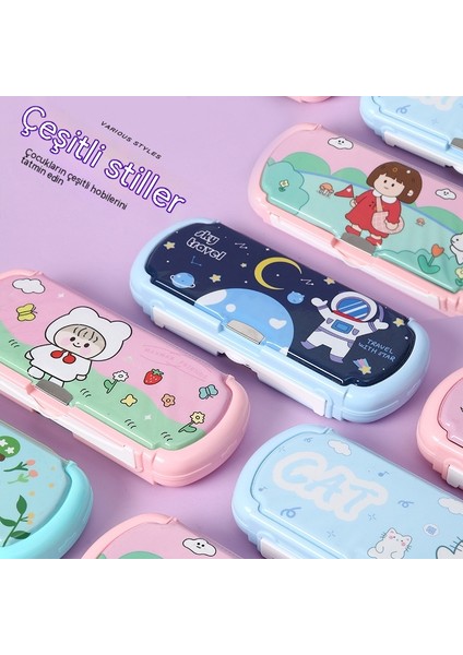 Beyaz Tahta, Sevimli ve Güzel Görünümlü Mavi Karikatür Çocuk Kalem Kutusu ile Yaratıcı Ilkokul Öğrencisi Çok Fonksiyonlu Kırtasiye Kutusu (Yurt Dışından) modelleri