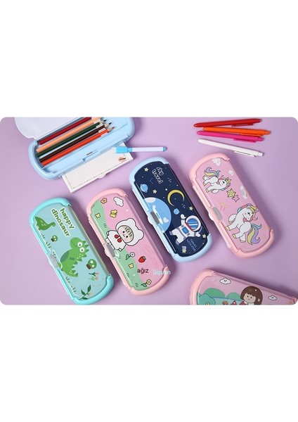 Beyaz Tahta, Sevimli ve Güzel Görünümlü Mavi Karikatür Çocuk Kalem Kutusu ile Yaratıcı Ilkokul Öğrencisi Çok Fonksiyonlu Kırtasiye Kutusu (Yurt Dışından) fırsatları