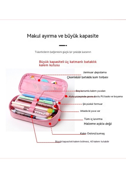 Kızlar Için Quicksand Kalem Kutusu, Karikatür Çocuk Kalem Kutusu, Öğrenci Sevimli Basit Yaratıcı Plastik Kalem Çantası (Yurt Dışından)