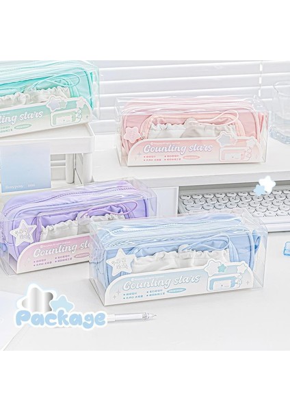 Yıldız Yüksek Görünümlü Ipli Kalem Kutusu Basit Çift Katmanlı Büyük Kapasiteli Öğrenci Kalem Kutusu Kırtasiye Kutusu (Yurt Dışından) modelleri