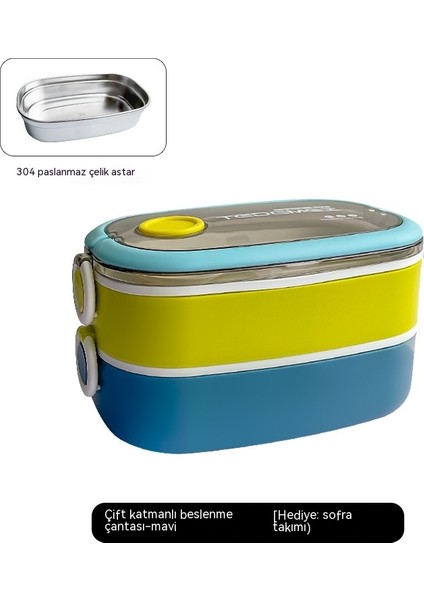 Paslanmaz Çelik Öğle Yemeği Kutusu Çatal Bıçak Takımı ile Çift Katmanlı Taşınabilir Japon Öğle Yemeği Kutusu Öğrenciler Için (Yurt Dışından) modelleri