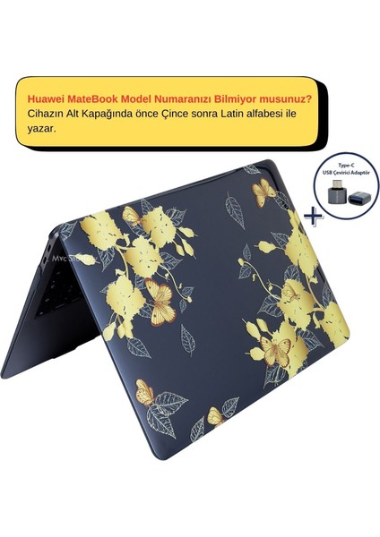 Huawei Kılıf MateBook D14 ile Uyumlu 2020/2022 Crystal Flower01NL