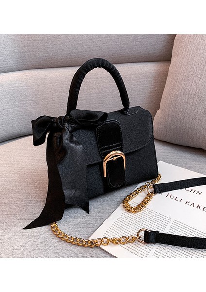 Kadife Çanta, Bayan Omuz Çantası, Moda Fiyonklu Kadife Çanta, Crossbody Çanta (Yurt Dışından)