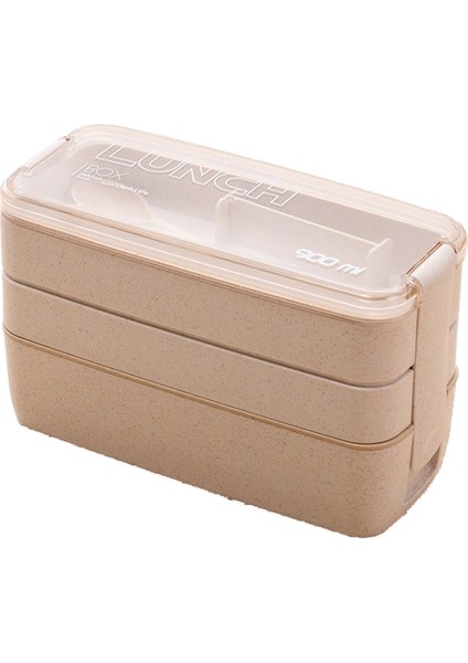 Mikrodalga Üç Katmanlı Öğle Yemeği Kutusu Buğday Samanı Çatal ve Kaşık Sofra Takımı ile Öğle Yemeği Kutusu (Yurt Dışından) modelleri