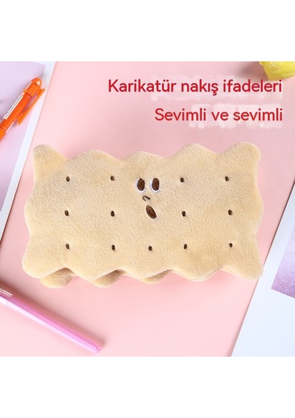 Peluş Kalem Çantası Öğrenci Karikatür Yaratıcı Sevimli Sandviç Bisküvi Kırtasiye Kutusu Girly Kalp Büyük Kapasiteli Basit Çanta (Yurt Dışından)