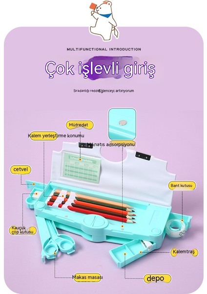 Büyük Kapasiteli ve Yüksek Görünüme Sahip Ilkokul Öğrencileri Için Yaratıcı Çok Fonksiyonlu Kalem Kutusu Karikatür Çocuk Kalem Kutusu (Yurt Dışından) modelleri