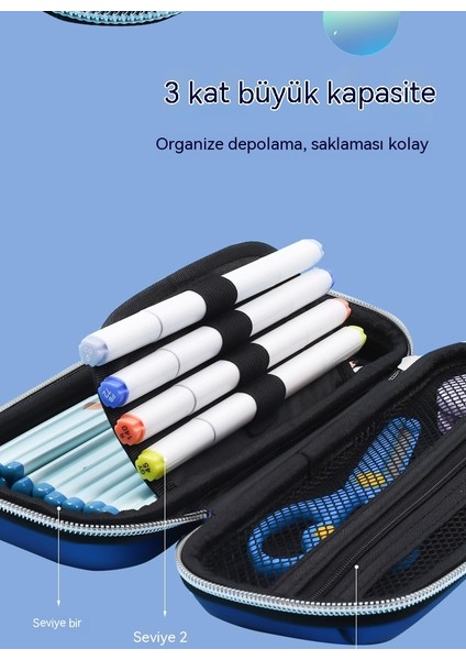 Ilkokul Öğrencileri Için Üç Boyutlu 3D Kalem Kutusu, Anaokulu Karikatür Kalem Kutusu, Kadın ve Erkekler Için Büyük Kapasiteli Çift Katmanlı Kalem Kutusu (Yurt Dışından) fiyatları