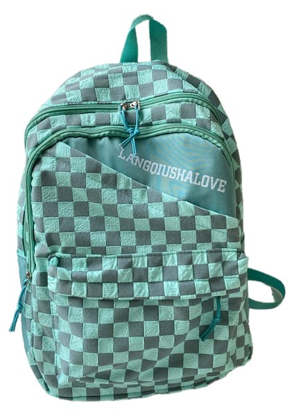 Ortaokul Öğrencisi Sırt Çantası Moda Ekose Kadın Rahat Omuz Çantası Büyük Kapasiteli Basit Kızlar Için Okul Çantası (Yurt Dışından)