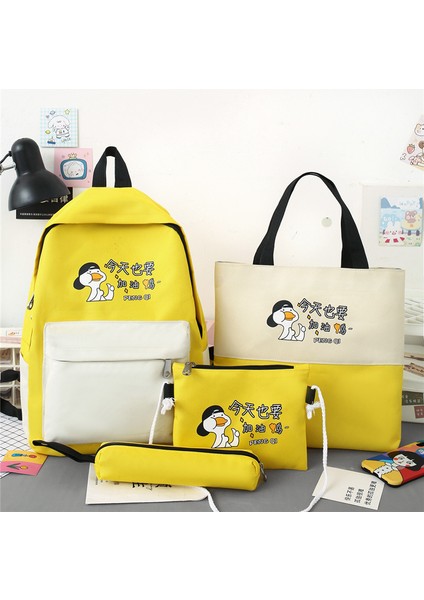 Ilköğretim Okulu Okul Çantası Dört Parçalı Eğitim Reklam Sırt Çantası Büyük Kapasiteli Taşınabilir Makyaj Çantası Küçük Kalem Çantası (Yurt Dışından) indirimleri