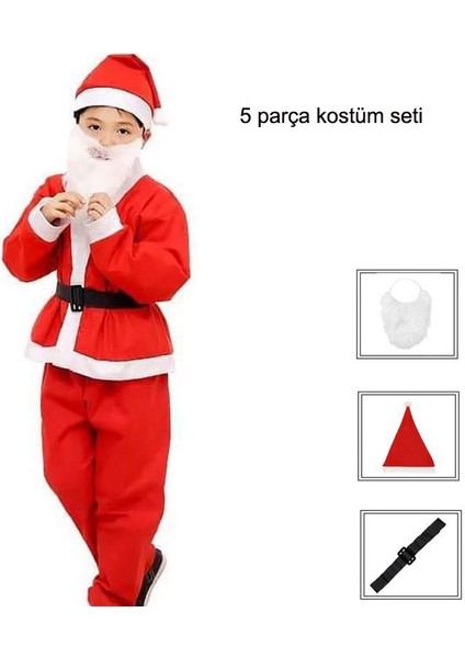 4-6 Yaş Çocuklar Için Elyaf Yılbaşı Noel Baba Kostümü