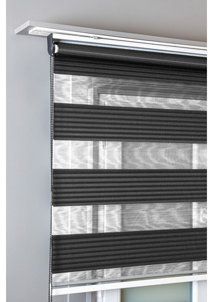 Pileli Antrasit Zebra Stor Kaliteli Güneşlik Perdeler