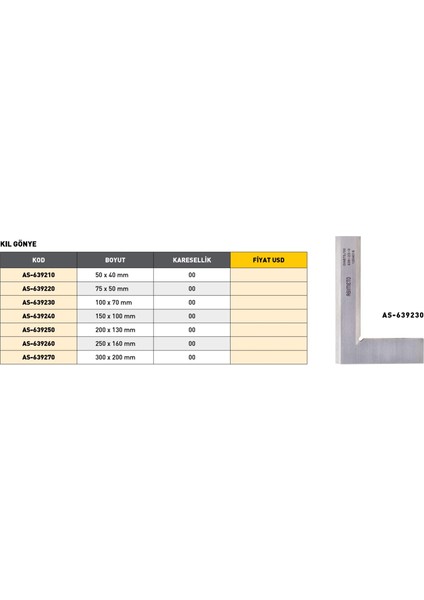 150X 100MM Asimeto Metal Kıl Gönye AS-639240