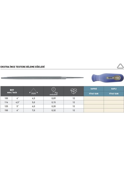 114MM Tome Ekstra Ince Testere Bileme Eğesi fiyatları