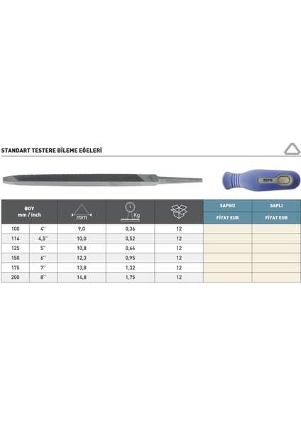 114MM Tome Standart Testere Bileme Eğesi fiyatları