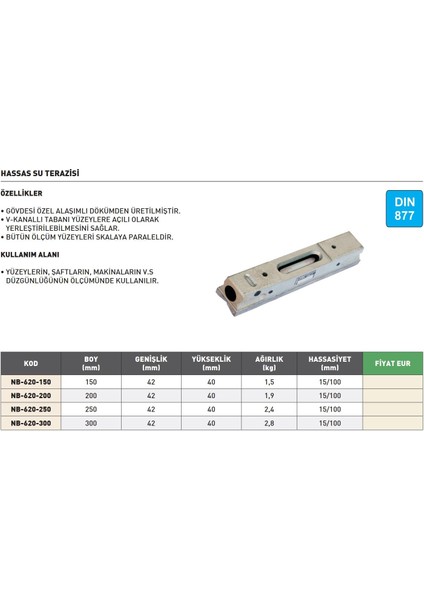 150MM Kinex DIN877 Hassas Su Terazisi NB-620-150
