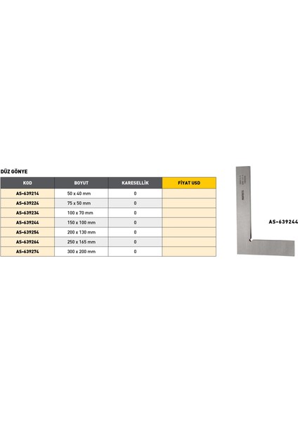 50X 40MM Asimeto Metal Düz Gönye AS-639214