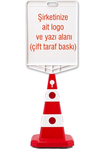 Şirkete Özel Logo Çift Taraf Baskı + Ultra Kedi Gözlü Ağırlıklı Trafik Konisi Trafik Dubası